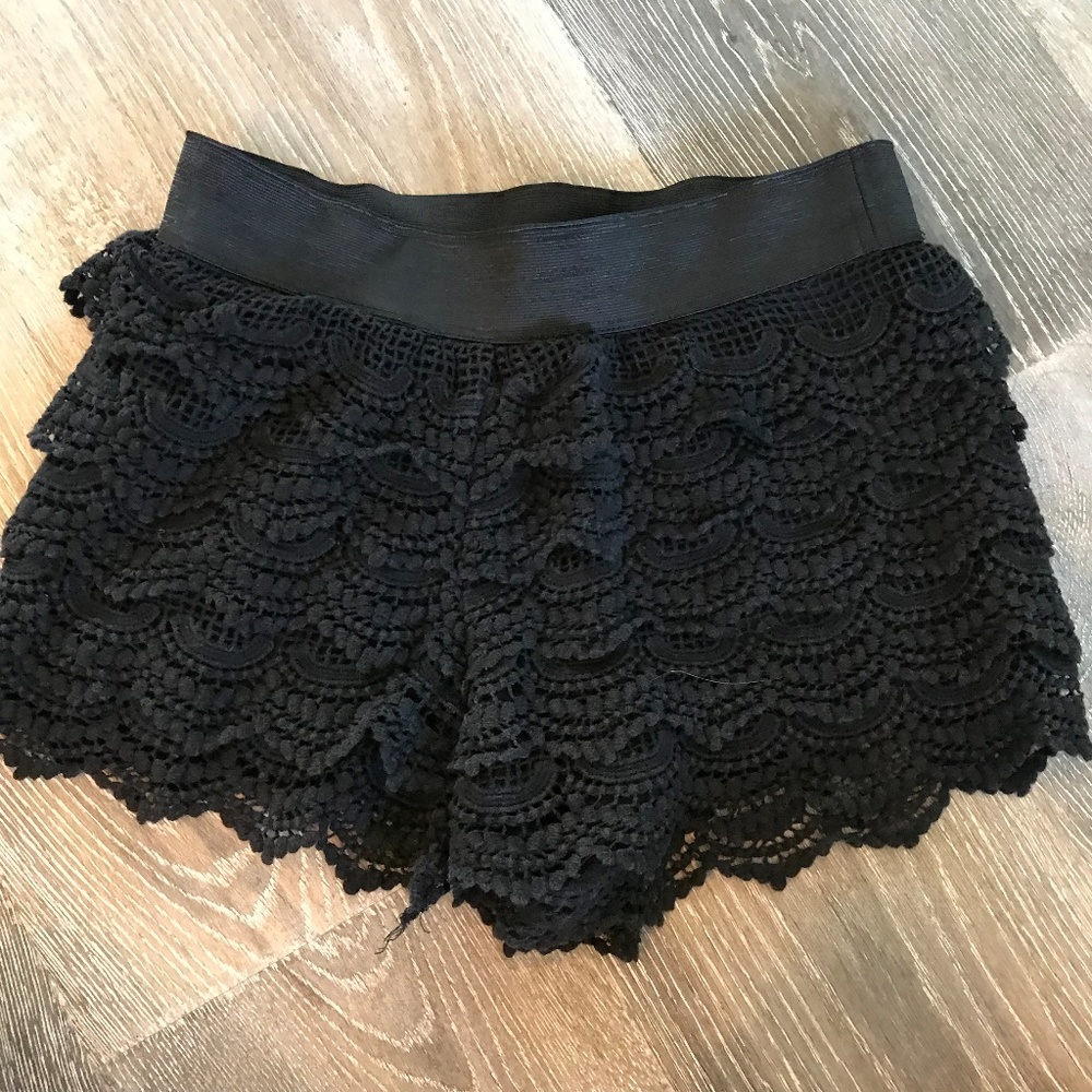 Black Crochet Shorts